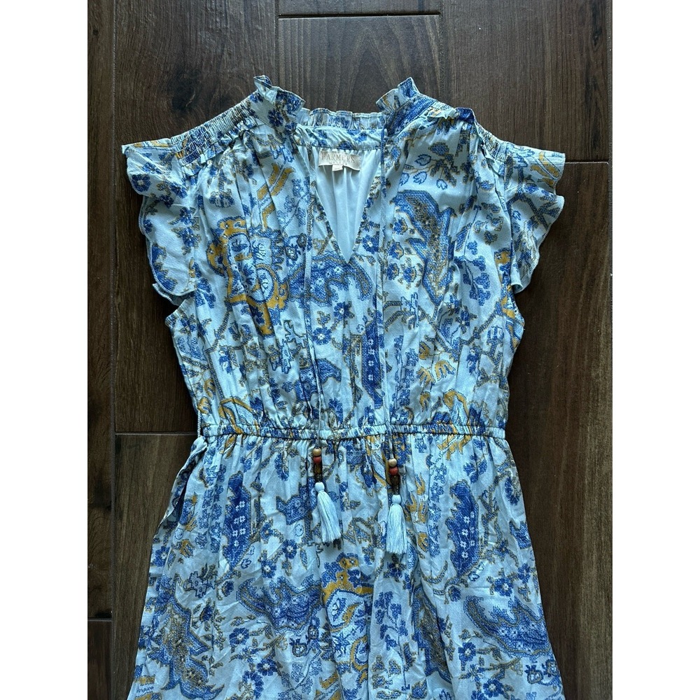 Farmers Market‎ Blue Puff Sleeve Boho Dress Cottagecore Floral Size Med Maxi